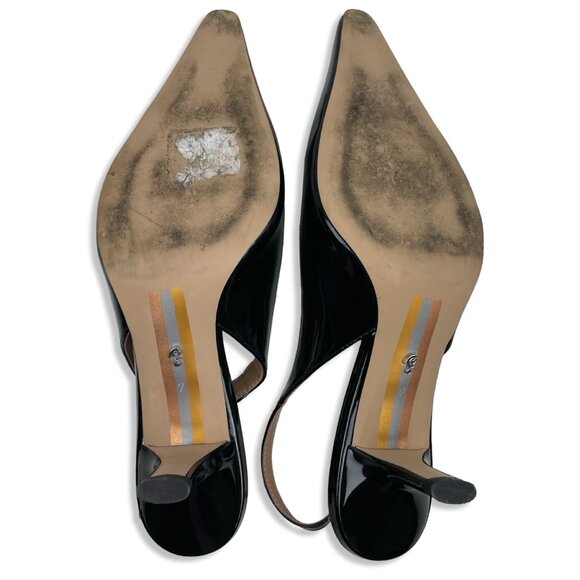 Sam Edelman Bianka Black Patent Slingback Kitten Heels (Sz 7) - Picture 11 of 11
